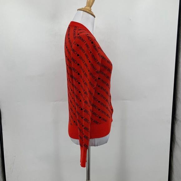 J Crew Cardigan Womens S Small Red Navy Merino Wool Blend Tanti Baci Button Up - Picture 6 of 14